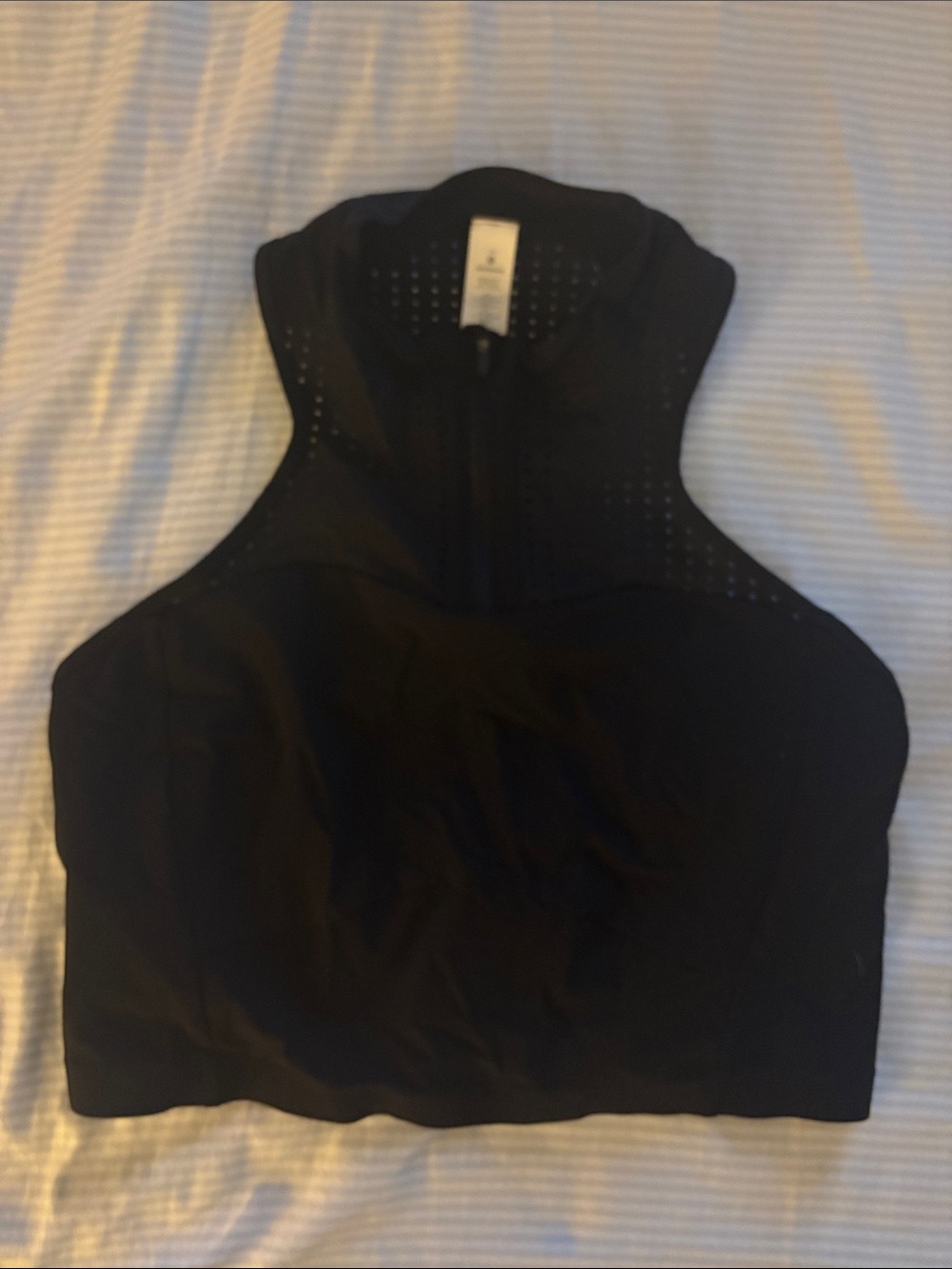 lululemon athletica Black Perforated Zip-Front Crop Top